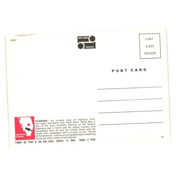 Vintage Postcard Yankee Clipper Hotel Bahia Mar Yacht Basin Fort Lauderdale FL - Picture 2 of 2